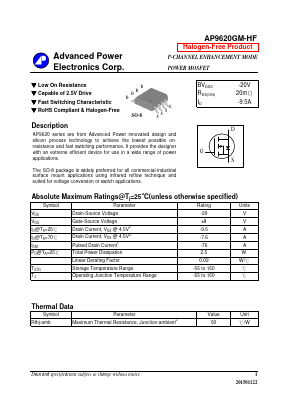 AP9620GM-HF Datasheet PDF Advanced Power Electronics Corp