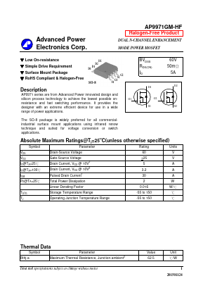 AP9971GM-HF Datasheet PDF Advanced Power Electronics Corp