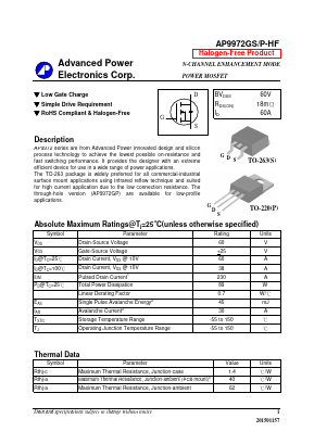 AP9972GS-HF Datasheet PDF Advanced Power Electronics Corp