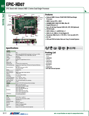 EPIC-HD07 Datasheet PDF AAEON Technology