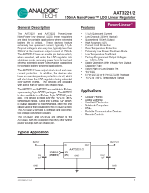AAT3221IGV-1.6-T1 Datasheet PDF Advanced Analog Technology, Inc.