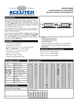 AK5361024BW Datasheet PDF ACCUTEK MICROCIRCUIT CORPORATION