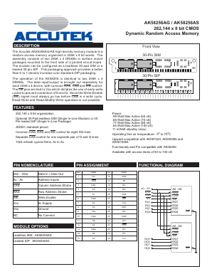 AK58256AS Datasheet PDF ACCUTEK MICROCIRCUIT CORPORATION