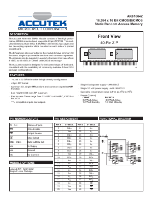 AK61664Z Datasheet PDF ACCUTEK MICROCIRCUIT CORPORATION
