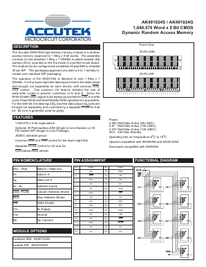 AK491024S Datasheet PDF ACCUTEK MICROCIRCUIT CORPORATION