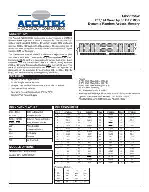 AK536256W Datasheet PDF ACCUTEK MICROCIRCUIT CORPORATION