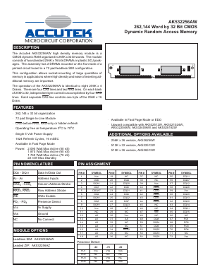 AK532256AW Datasheet PDF ACCUTEK MICROCIRCUIT CORPORATION