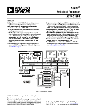 ADSP-21266 Datasheet PDF Analog Devices