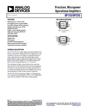 OP193FSZ-REEL7 Datasheet PDF Analog Devices
