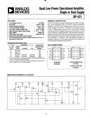 OP-421 Datasheet PDF Analog Devices