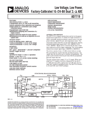 AD7719 Datasheet PDF Analog Devices