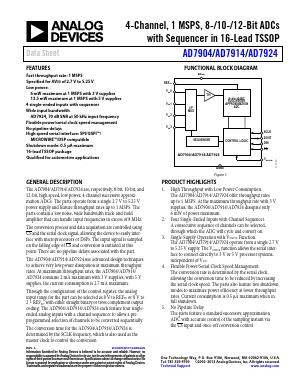 AD7924BRUZ-REEL Datasheet PDF Analog Devices
