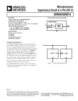 ADM809JART Datasheet PDF Analog Devices