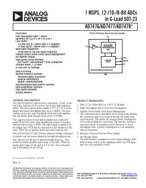 AD7476ART-REEL7 Datasheet PDF Analog Devices