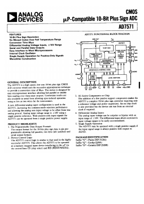 AD7571 Datasheet PDF Analog Devices