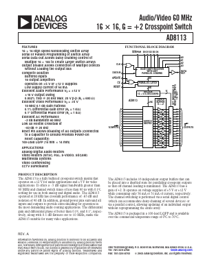 AD8113JST Datasheet PDF Analog Devices