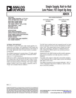 AD824AR-16 Datasheet PDF Analog Devices