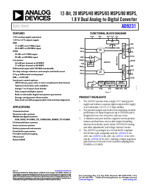 AD9231-80EBZ Datasheet PDF Analog Devices