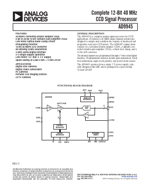 AD9945KCPZ Datasheet PDF Analog Devices