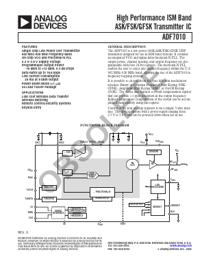 ADF7010BRU Datasheet PDF Analog Devices