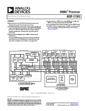 ADSP-21363SBBCZENG Datasheet PDF Analog Devices