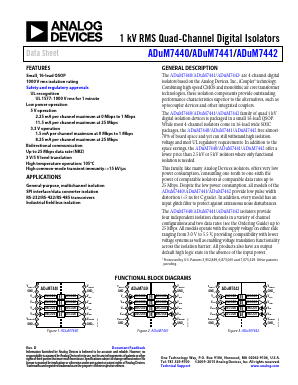 ADUM7440ARQZ Datasheet PDF Analog Devices