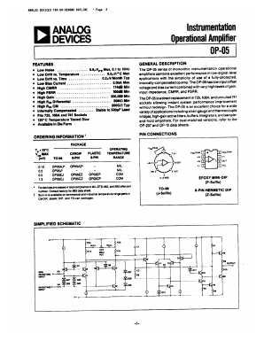 OP-05EP Datasheet PDF Analog Devices