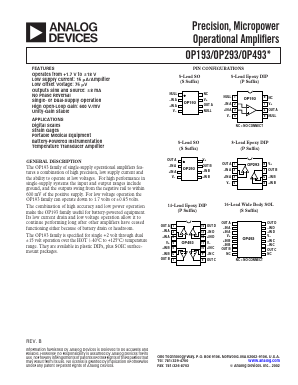 OP193FP_02 Datasheet PDF Analog Devices