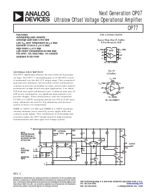 OP77EJ Datasheet PDF Analog Devices