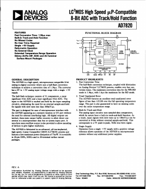 AD7820TE Datasheet PDF Analog Devices