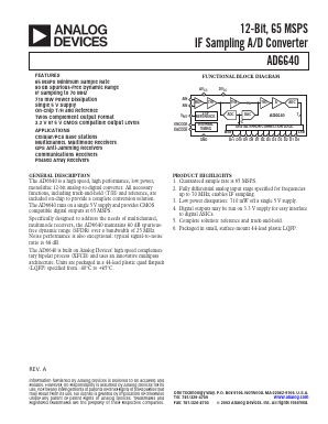 AD6640 Datasheet PDF Analog Devices