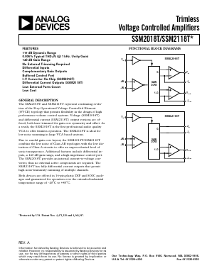 SSM2018T Datasheet PDF Analog Devices