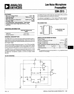 SSM-2015P Datasheet PDF Analog Devices