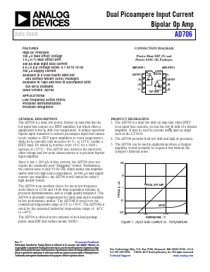 AD706JRZ-REEL7 Datasheet PDF Analog Devices
