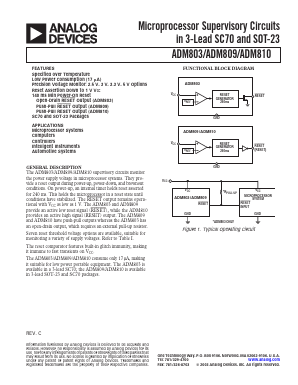 ADM809RAKS-REEL-7 Datasheet PDF Analog Devices