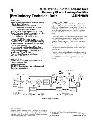 ADN2809XCP Datasheet PDF Analog Devices