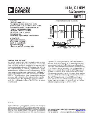 AD9731 Datasheet PDF Analog Devices