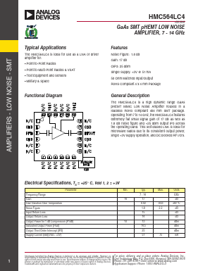 HMC564LC4TR Datasheet PDF Analog Devices