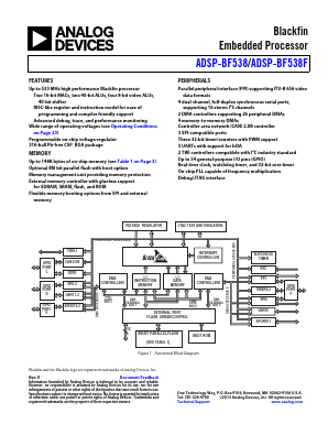 ADSP-BF538BBCZ-4F8 Datasheet PDF Analog Devices