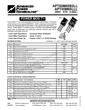 APT50M65 Datasheet PDF Advanced Power Technology