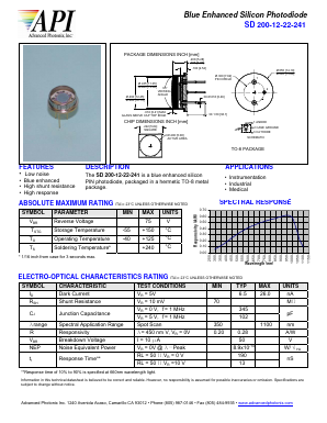 SD200-12-22-241 Datasheet PDF Advanced Photonix, Inc.