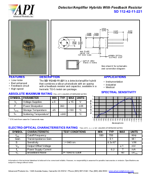 SD112-42-11-221 Datasheet PDF Advanced Photonix, Inc.