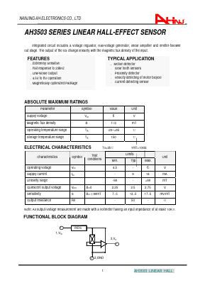 AH3503 Datasheet PDF NANJING AH ELECTRONICS CO., LTD