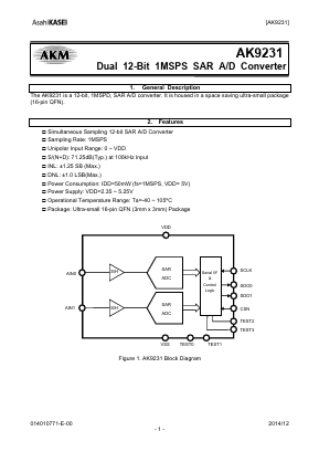 AK9231NK Datasheet PDF  Asahi Kasei Microdevices
