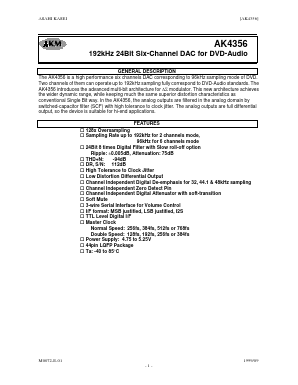 AKD4356 Datasheet PDF  Asahi Kasei Microdevices