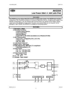 AK5354VT Datasheet PDF  Asahi Kasei Microdevices