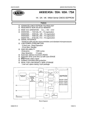 AK93C55A Datasheet PDF  Asahi Kasei Microdevices