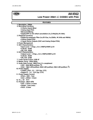 AKD4562 Datasheet PDF  Asahi Kasei Microdevices