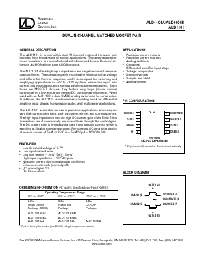 ALD1101APAL Datasheet PDF Advanced Linear Devices