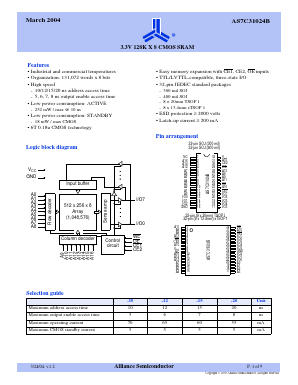 AS7C31024B-20JCN Datasheet PDF Alliance Semiconductor